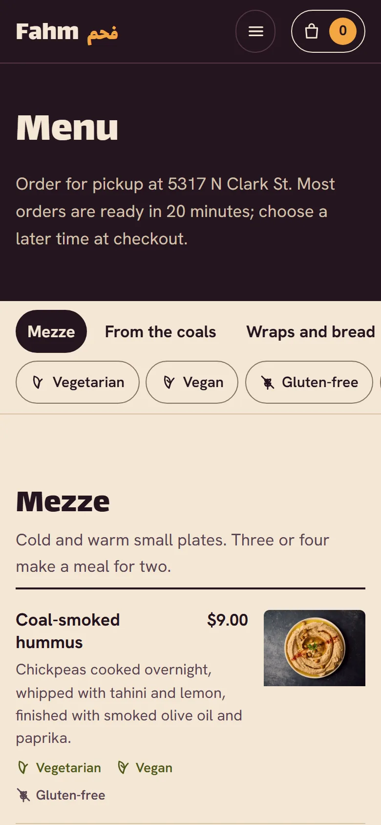 The menu on a phone