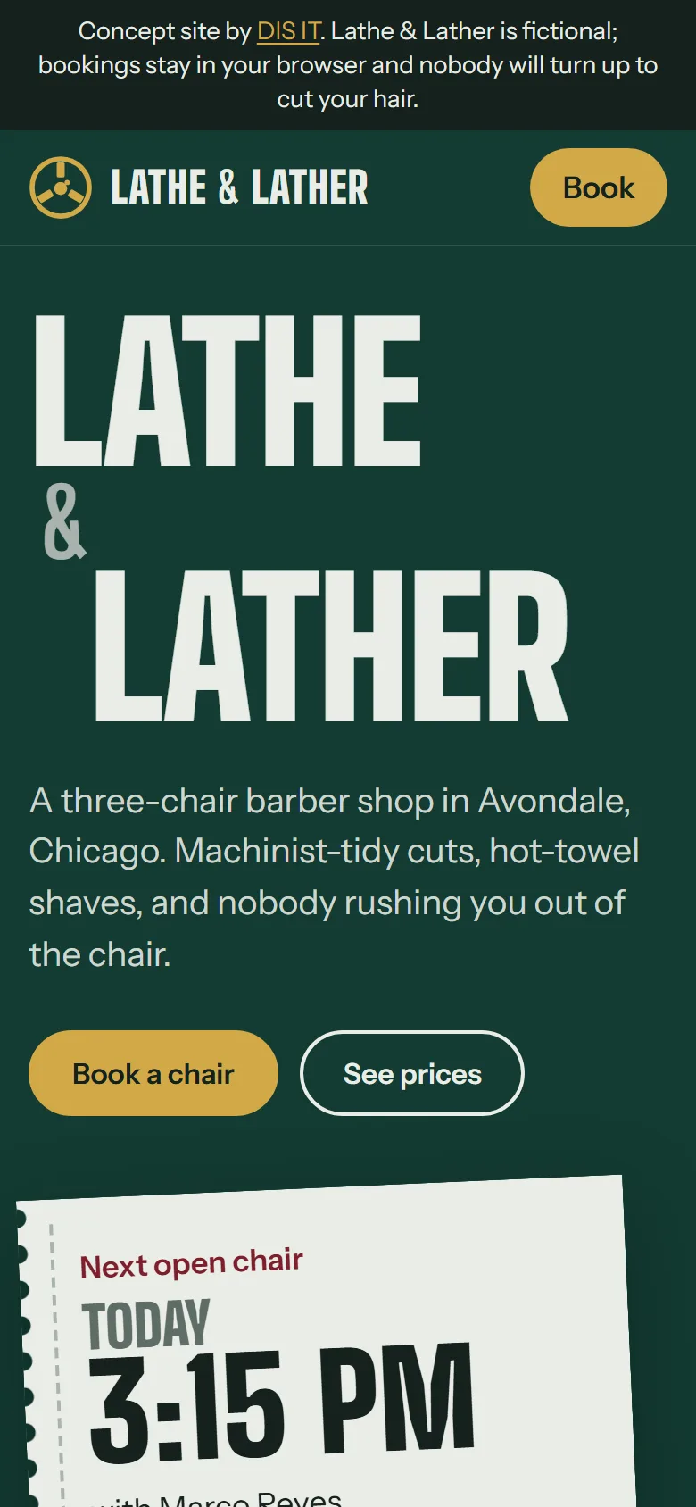 The home page on a phone