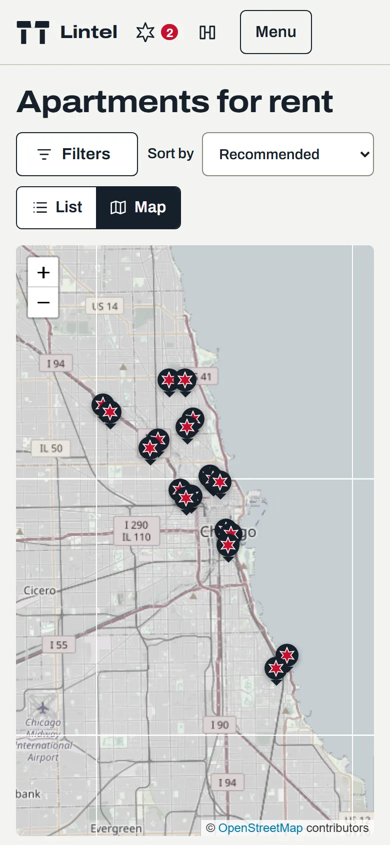 Map search on a phone, with a list alternative